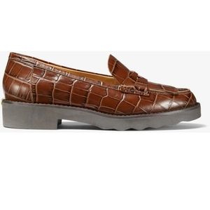 Crocodile Embossed Leather Kiltie Loafer 9.5